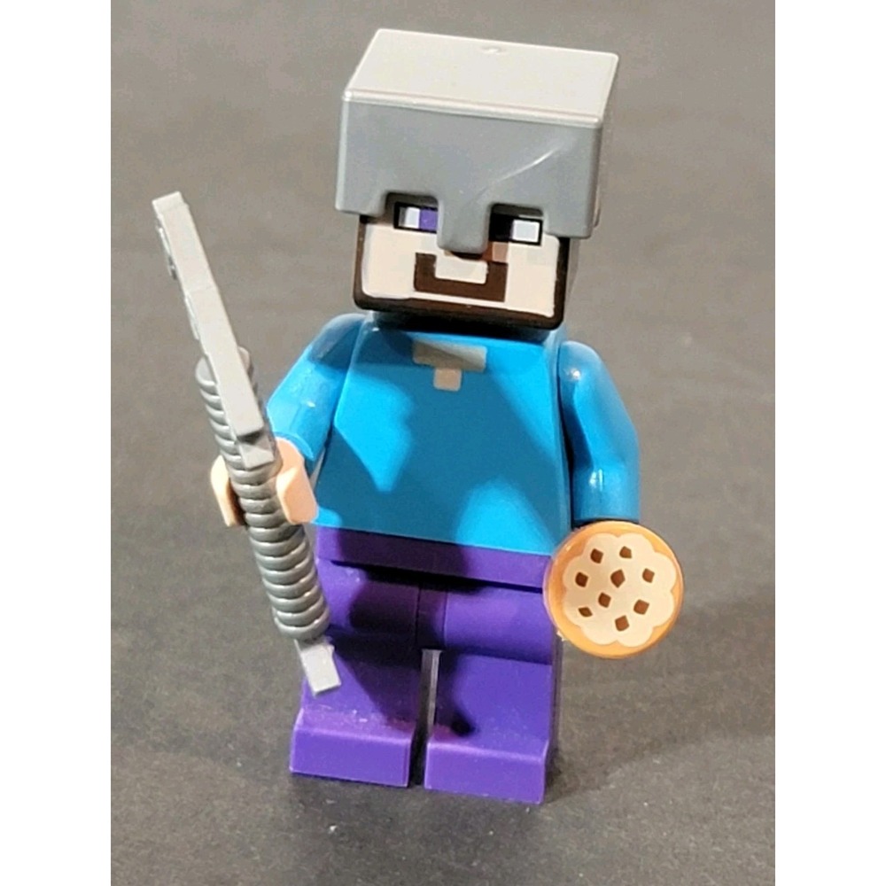 Minecraft Steve‎ Lego Minifigure with Axe and Cookie